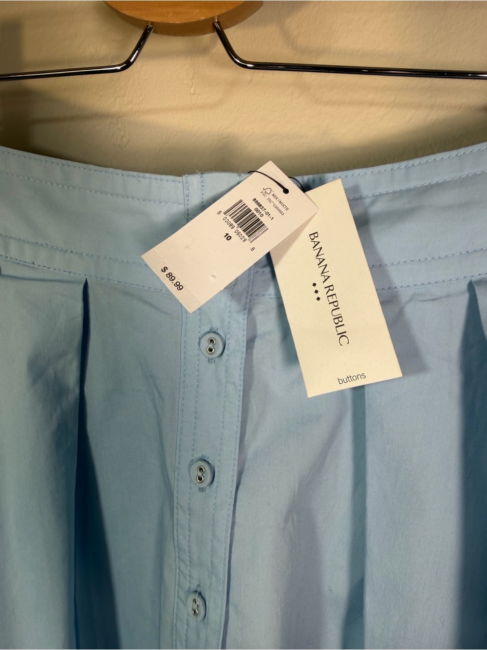 Banana Republic Pale Blue Button-Front Circle Skirt - Picture 2 of 8